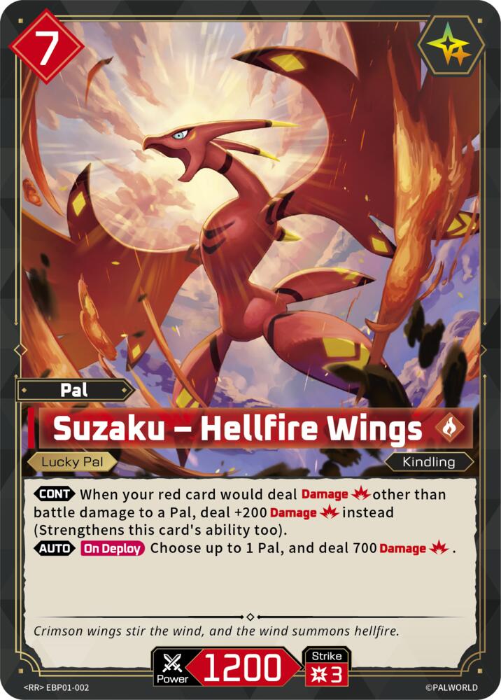 Suzaku - Hellfire Wings EBP01-002 Foil - Palworld Official Card Game Dawn of Palpagos