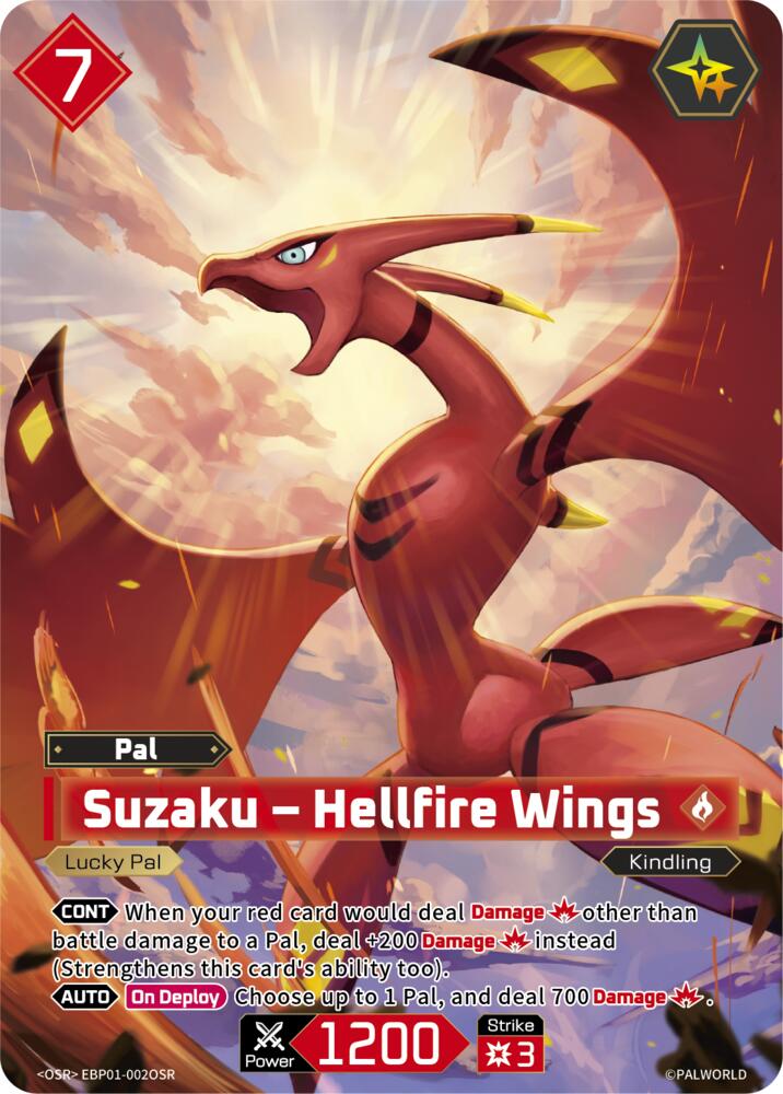 Suzaku - Hellfire Wings EBP01-002OSR Foil - Palworld Official Card Game Dawn of Palpagos