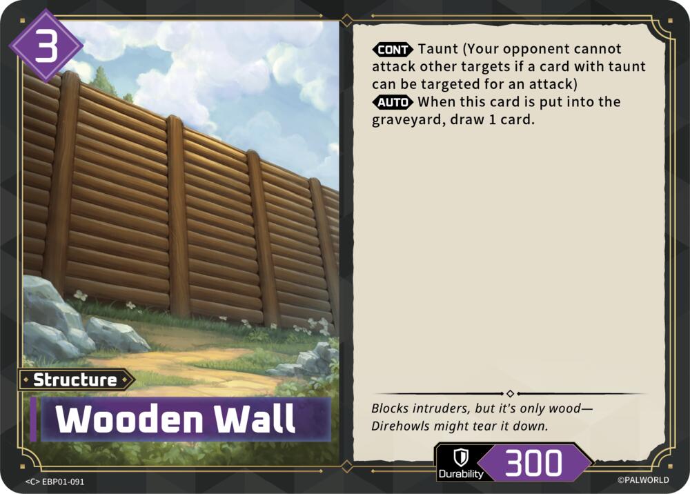 Wooden Wall EBP01-091 Standard - Palworld Official Card Game Dawn of Palpagos