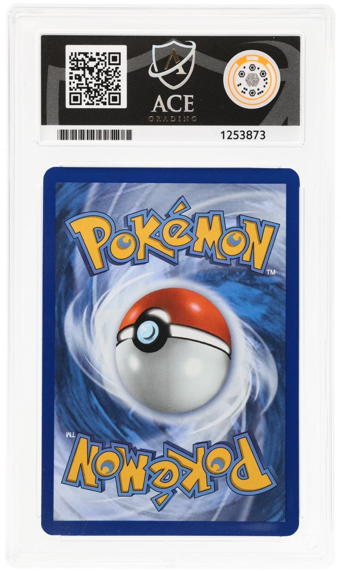 Pikachu 051/162 Temporal Forces Ace Grading 10, close-up back view of the certified slab