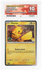 Pikachu 051/162 Temporal Forces Ace Grading 10, close-up front view of the certified slab