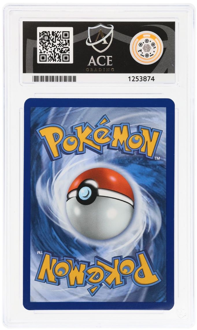 Pikachu 051/162 Temporal Forces Ace Grading 10, close-up back view of the certified slab