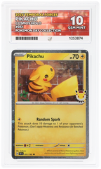 Pikachu 051/162 Temporal Forces Ace Grading 10, close-up front view of the certified slab