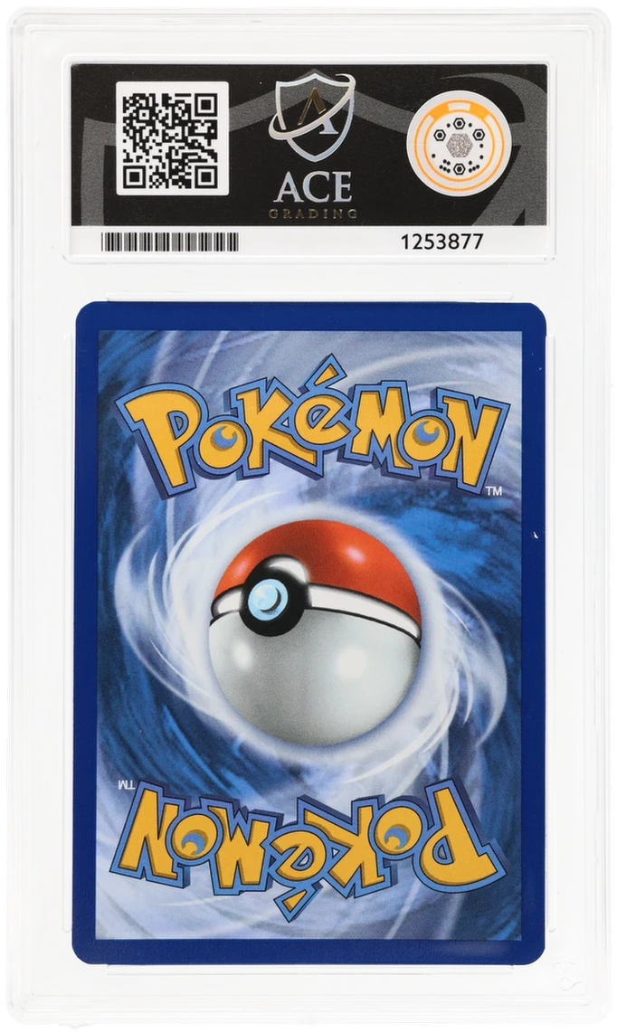 Pikachu 051/162 Temporal Forces Ace Grading 10, close-up back view of the certified slab
