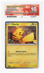 Pikachu 051/162 Temporal Forces Ace Grading 10, close-up front view of the certified slab