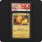 Pikachu 051/162 Temporal Forces Ace Grading 8, front of the graded slab