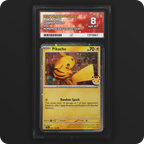 Pikachu 051/162 Temporal Forces Ace Grading 8, front of the graded slab