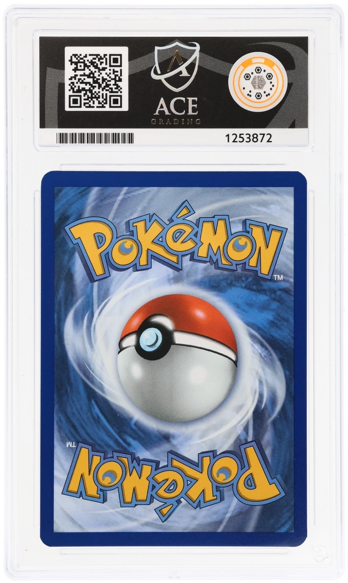 Pikachu 051/162 Temporal Forces Ace Grading 9, close-up back view of the certified slab