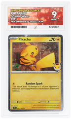 Pikachu 051/162 Temporal Forces Ace Grading 9, close-up front view of the certified slab