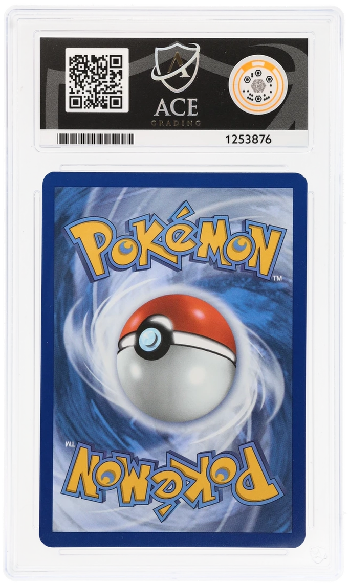 Pikachu 051/162 Temporal Forces Ace Grading 9, close-up back view of the certified slab