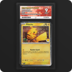 Pikachu 051/162 Temporal Forces Ace Grading 9, front of the graded slab