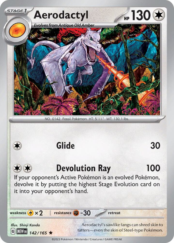 Aerodactyl 142/165 Holofoil, 151 Pokémon card