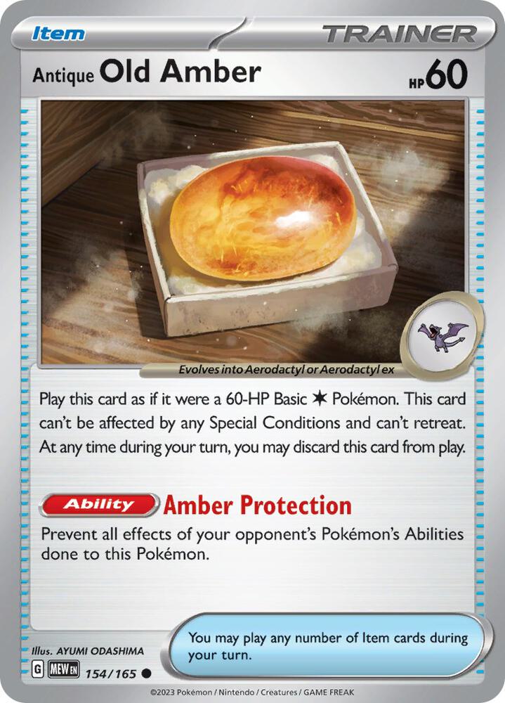 Antique Old Amber 154/165, 151 Pokémon card