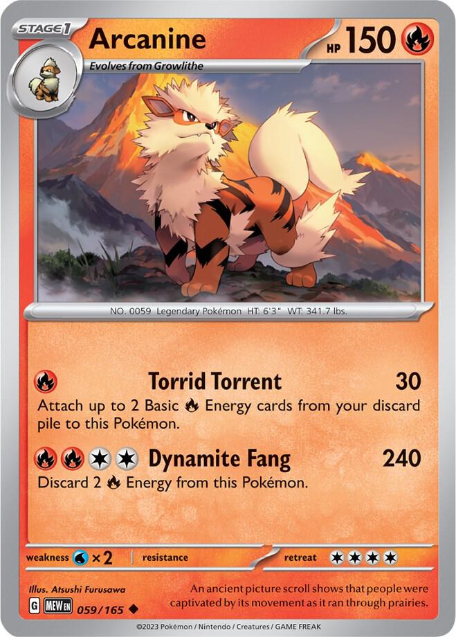 Arcanine 059/165, 151 Pokémon card