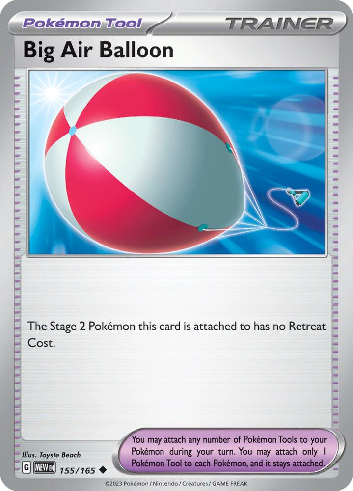 Big Air Balloon 155/165 Reverse Holofoil, 151 Pokémon card