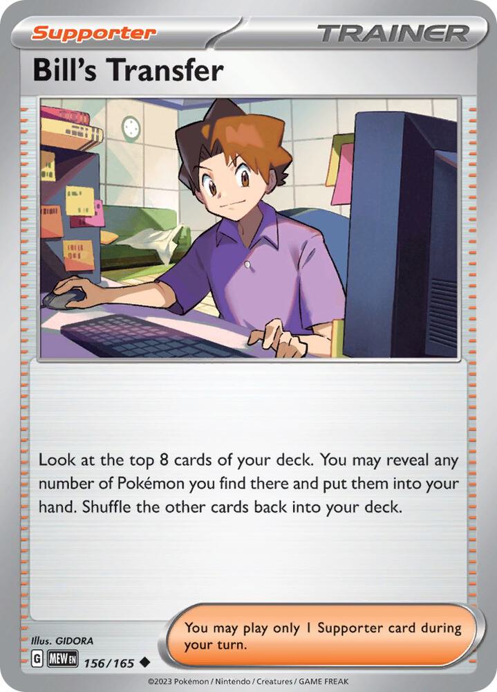 Bill's Transfer 156/165, 151 Pokémon card
