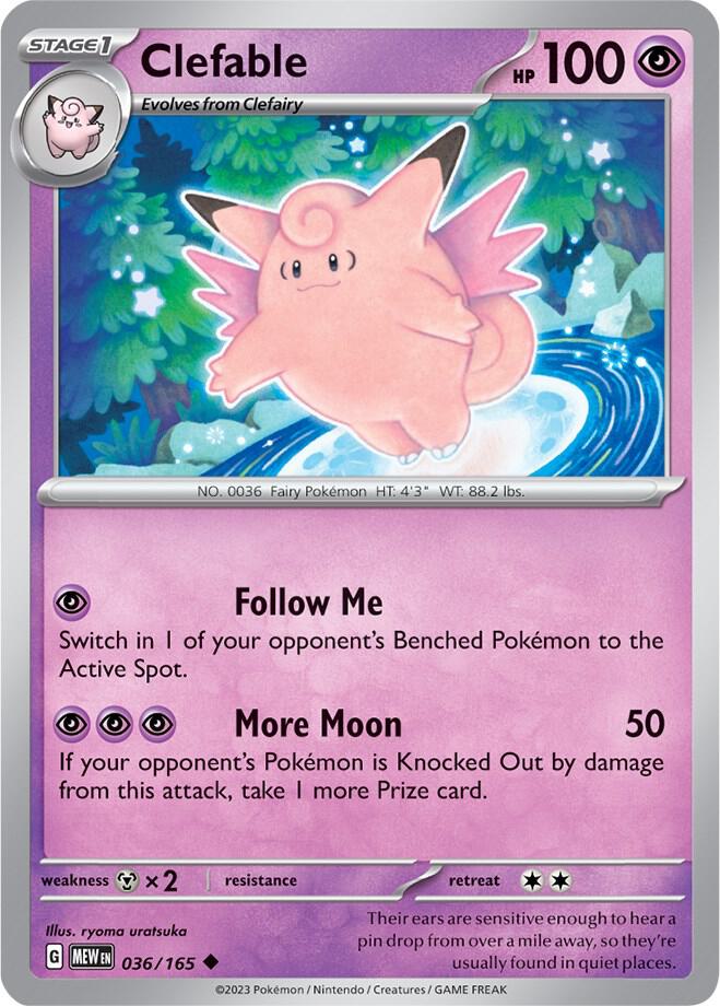 Clefable 036/165 — 151 Pokémon card