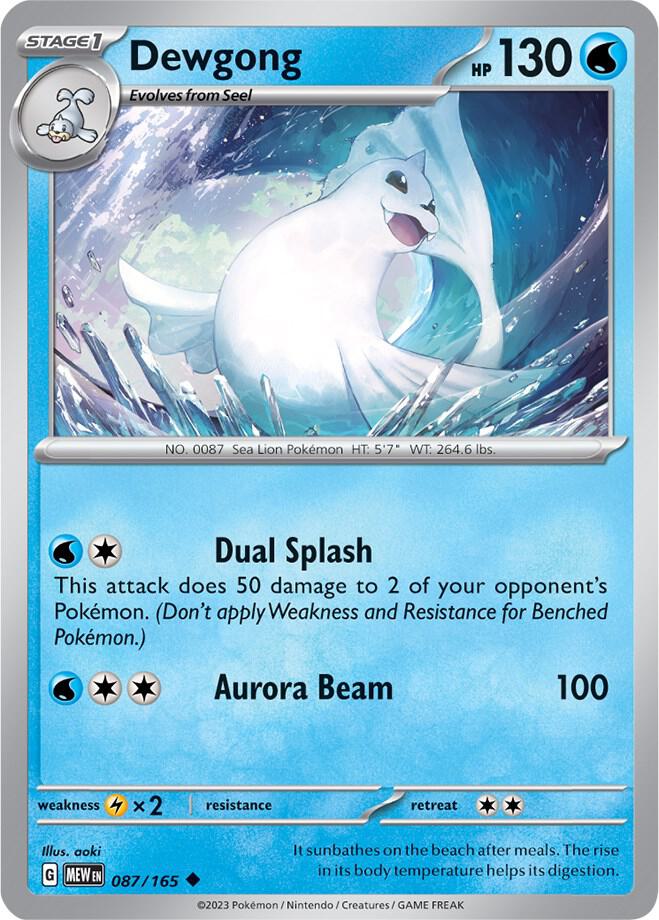Dewgong 087/165 — 151 Pokémon card
