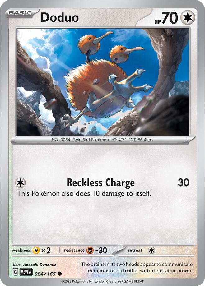 Doduo 084/165 Reverse Holofoil — 151 Pokémon card