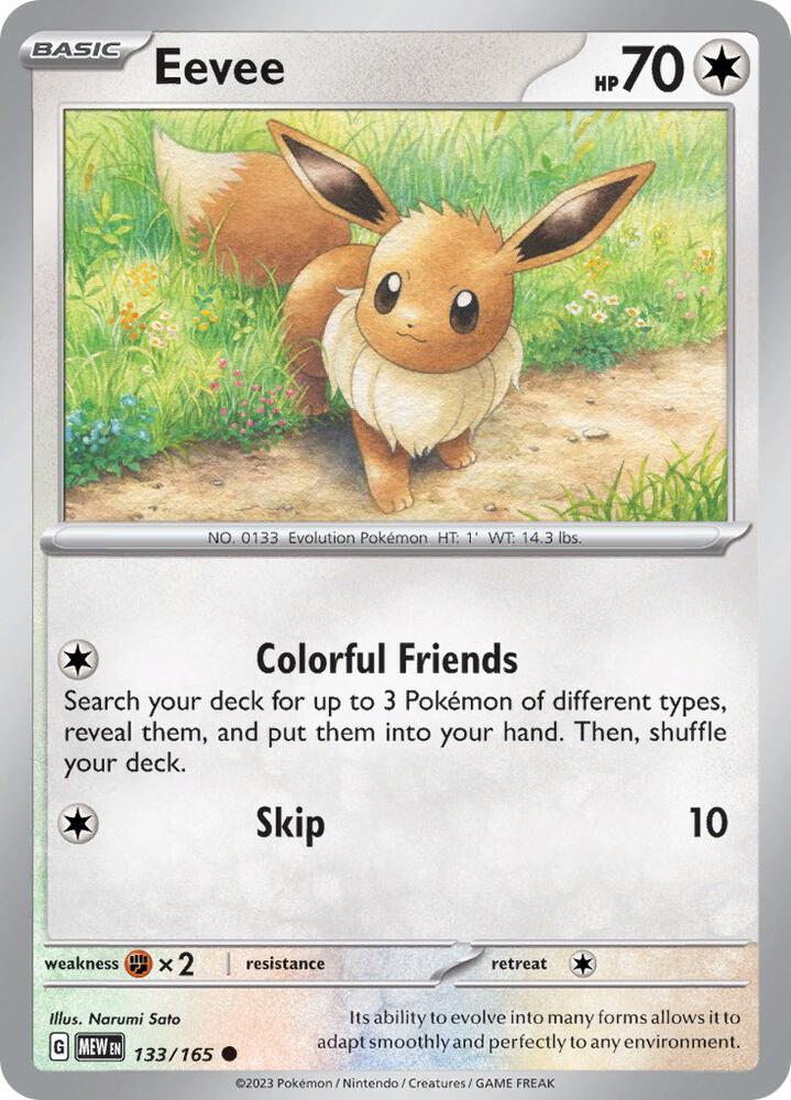 Eevee 133/165 — 151 Pokémon card