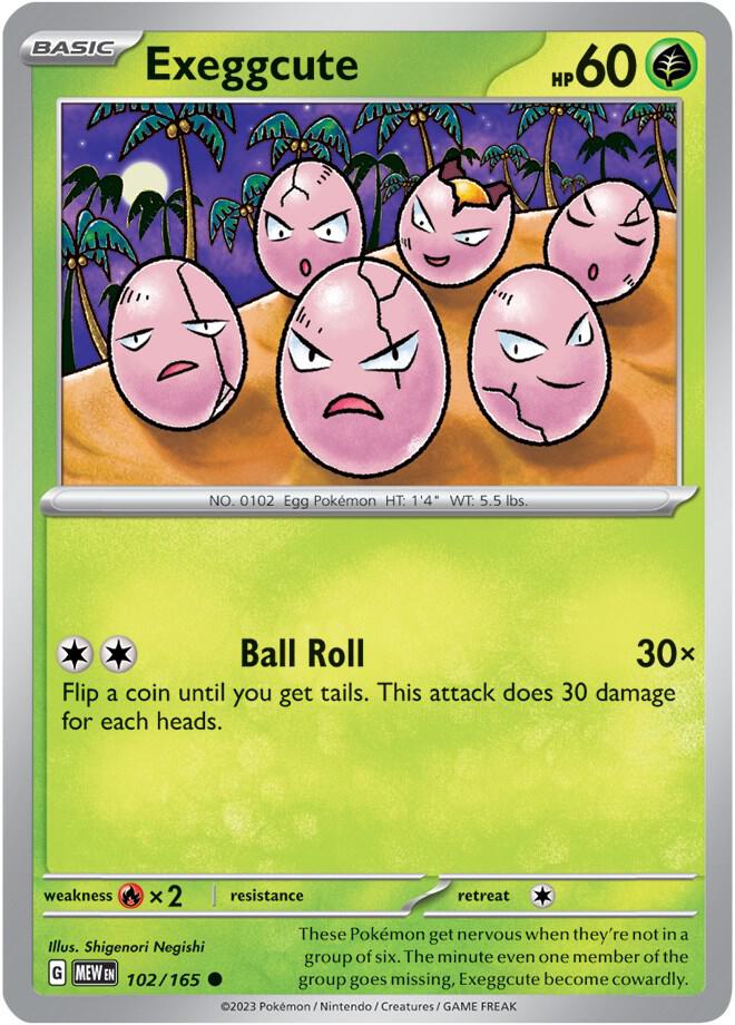 Exeggcute 102/165 Reverse Holofoil — 151 Pokémon card
