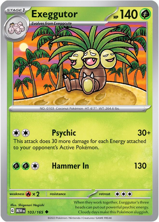 Exeggutor 103/165 Reverse Holofoil — 151 Pokémon card