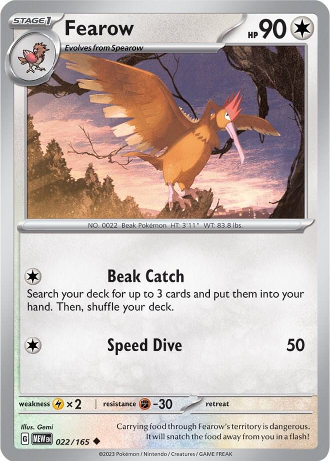 Pokemon - 151 - Fearow - 022/165 - Reverse Holofoil