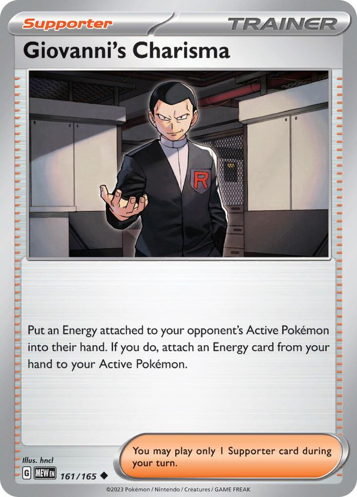 Giovanni's Charisma 161/165, 151 Pokémon card