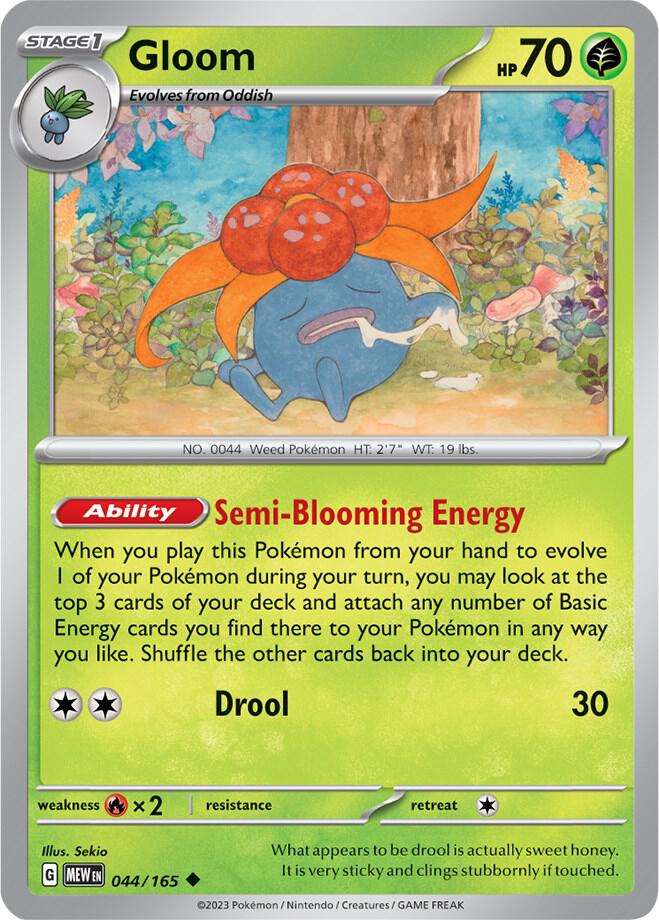 Gloom 044/165, 151 Pokémon card