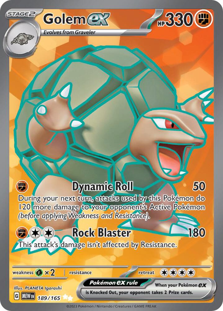 Golem ex 189/165 Holofoil — 151 Pokémon card