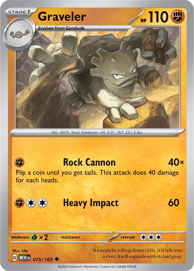 Pokemon - 151 - Graveler - 075/165 - Reverse Holofoil