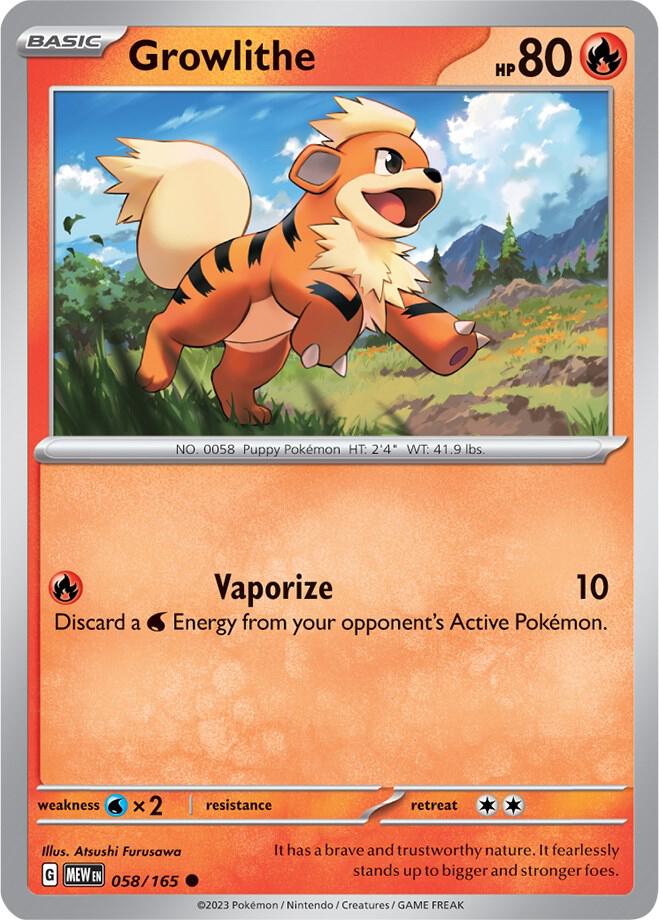 Growlithe 058/165, 151 Pokémon card