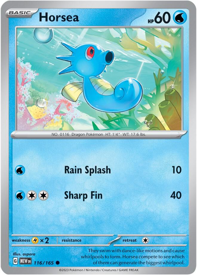 Pokemon - 151 - Horsea - 116/165 - Reverse Holofoil