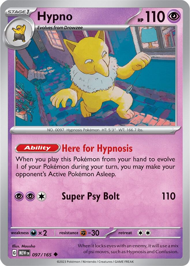 Hypno 097/165 — 151 Pokémon card