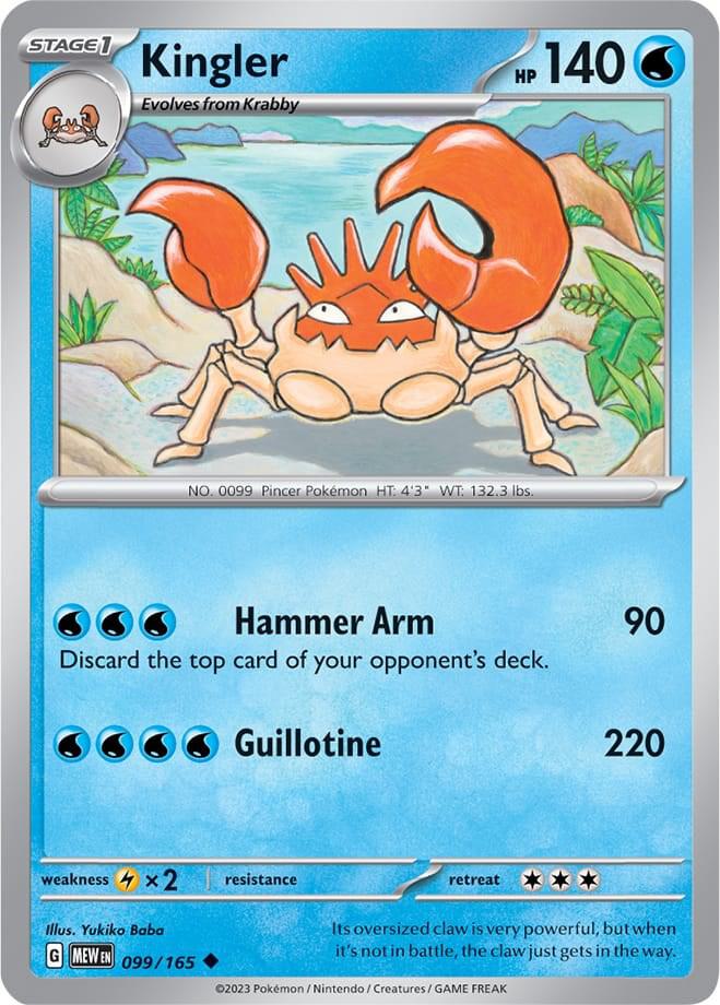 Kingler 099/165 — 151 Pokémon card
