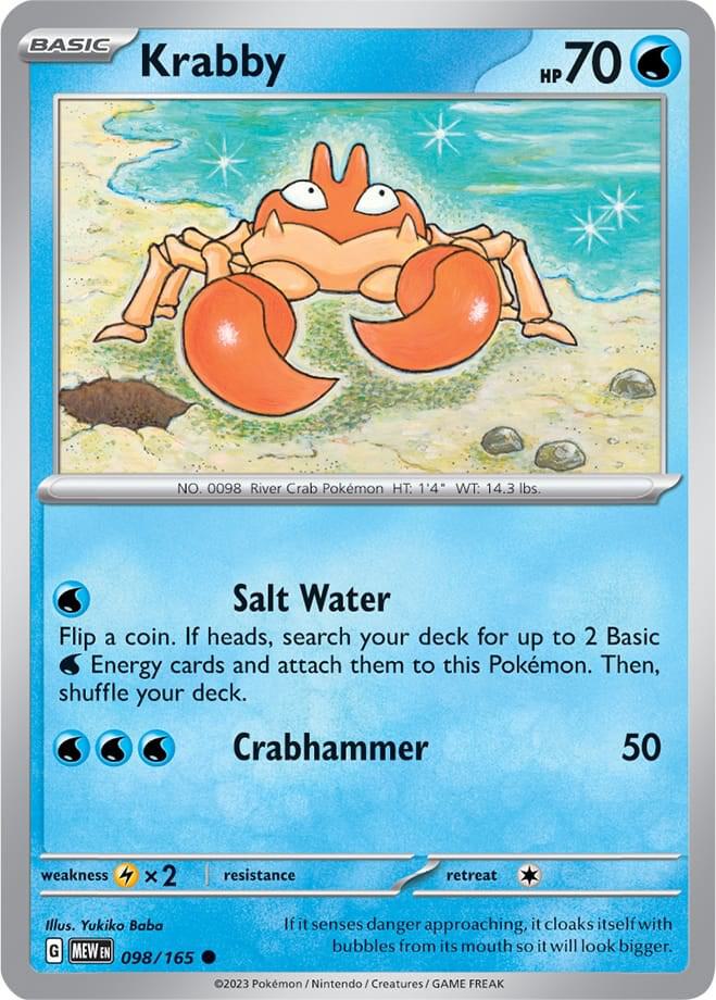 Krabby 098/165 Reverse Holofoil — 151 Pokémon card