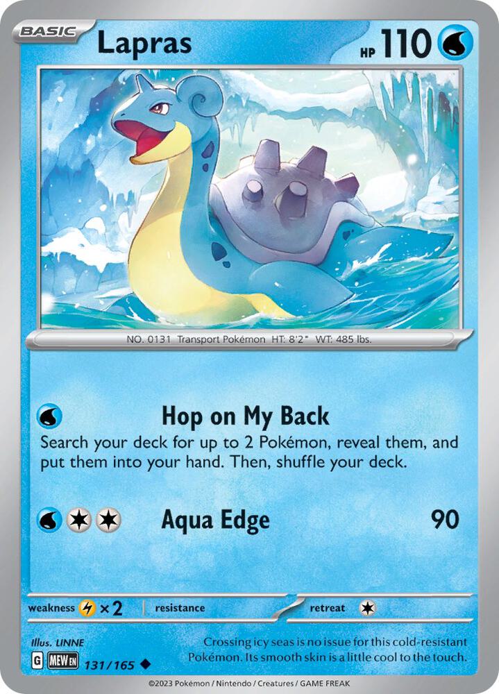 Lapras 131/165 Reverse Holofoil — 151 Pokémon card