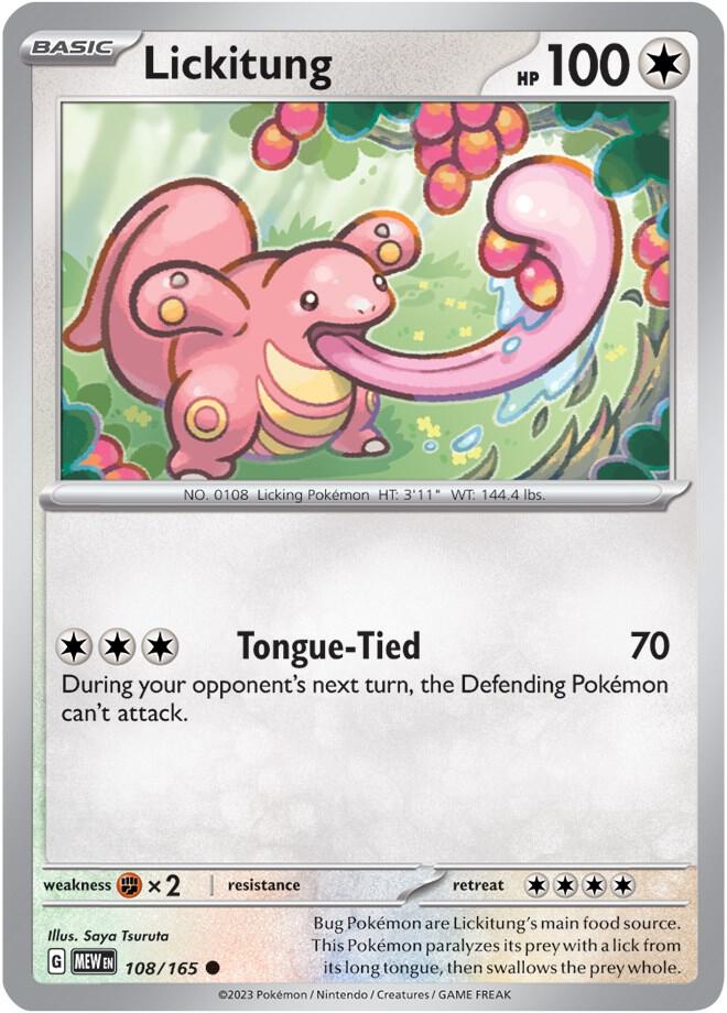 Lickitung 108/165 Reverse Holofoil — 151 Pokémon card
