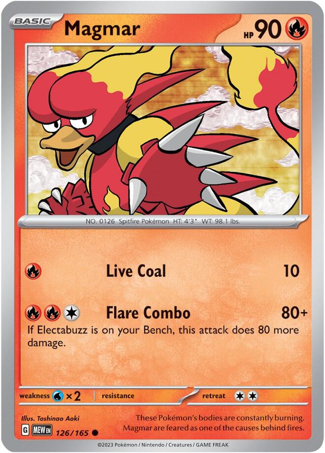 Magmar 126/165 Reverse Holofoil — 151 Pokémon card