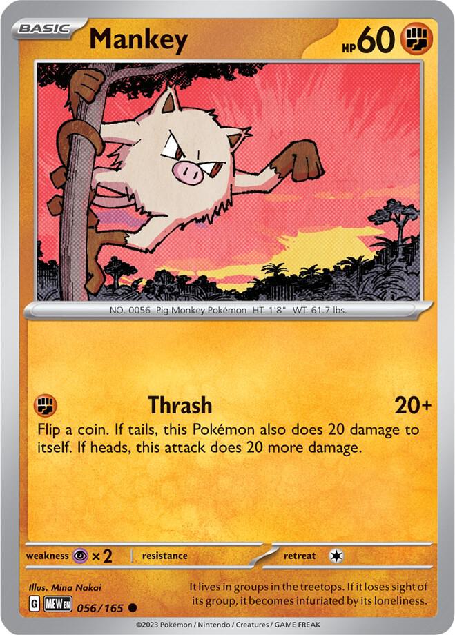 Mankey 056/165, 151 Pokémon card