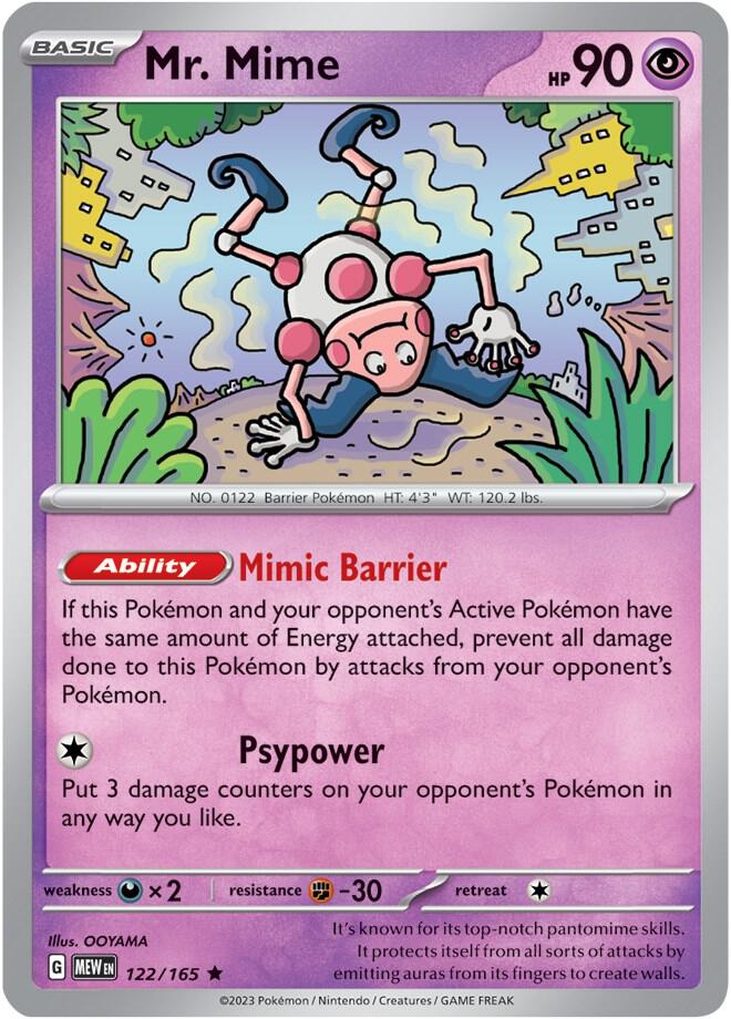 Mr. Mime 122/165 Reverse Holofoil — 151 Pokémon card