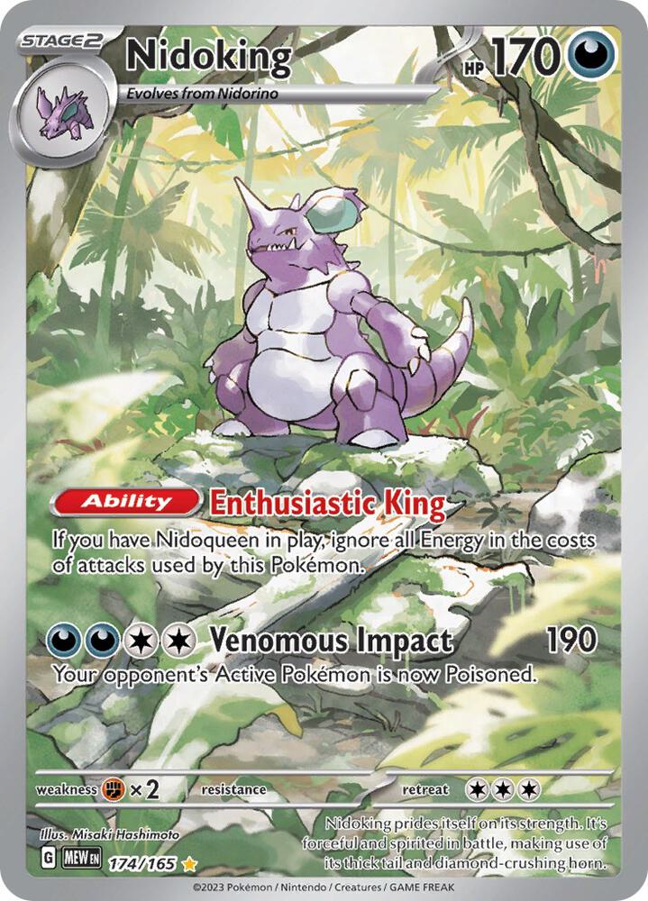 Nidoking 174/165 Holofoil — 151 Pokémon card