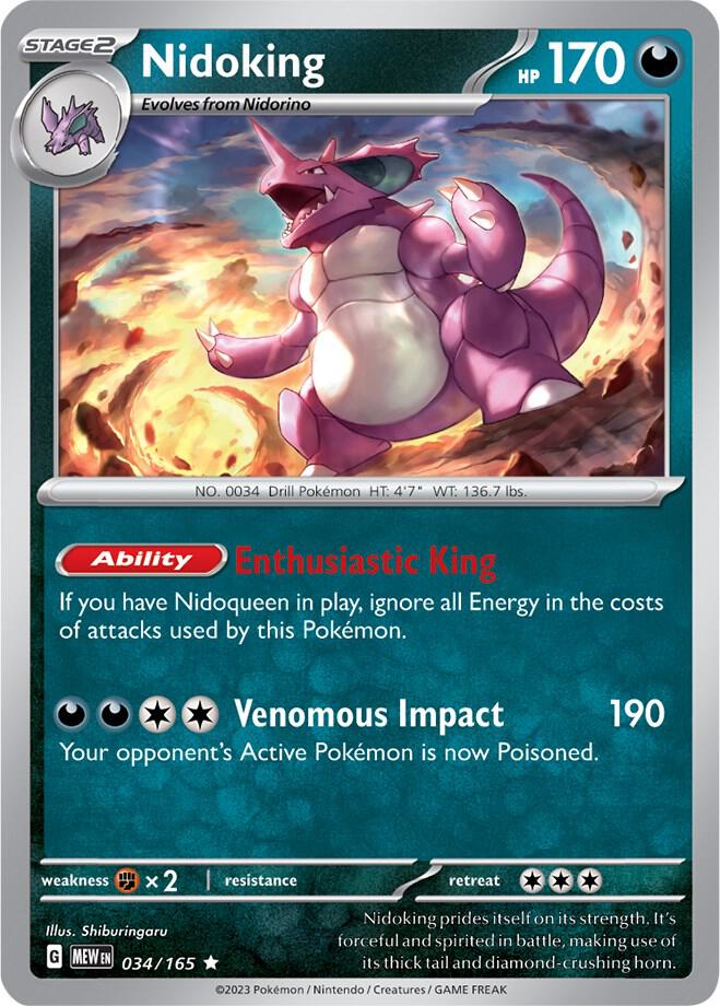 Nidoking 034/165 Holofoil — 151 Pokémon card