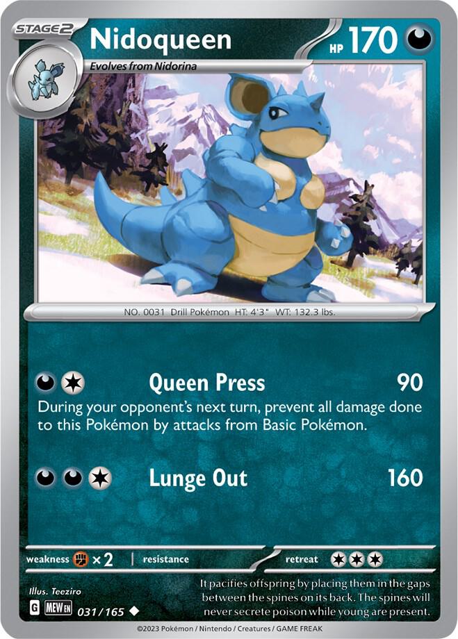 Nidoqueen 031/165 Reverse Holofoil — 151 Pokémon card