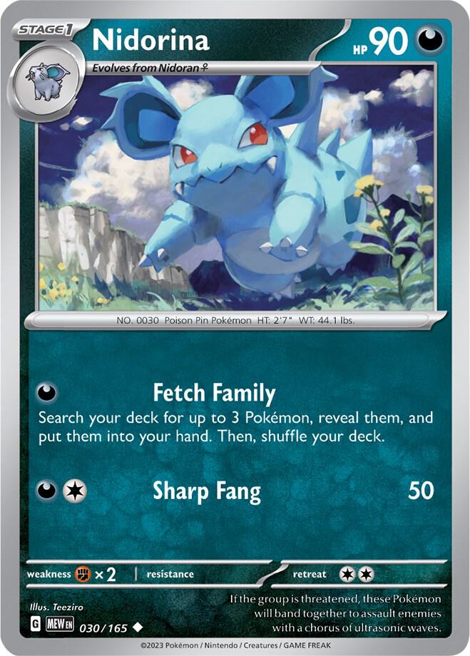 Nidorina 030/165 Reverse Holofoil — 151 Pokémon card