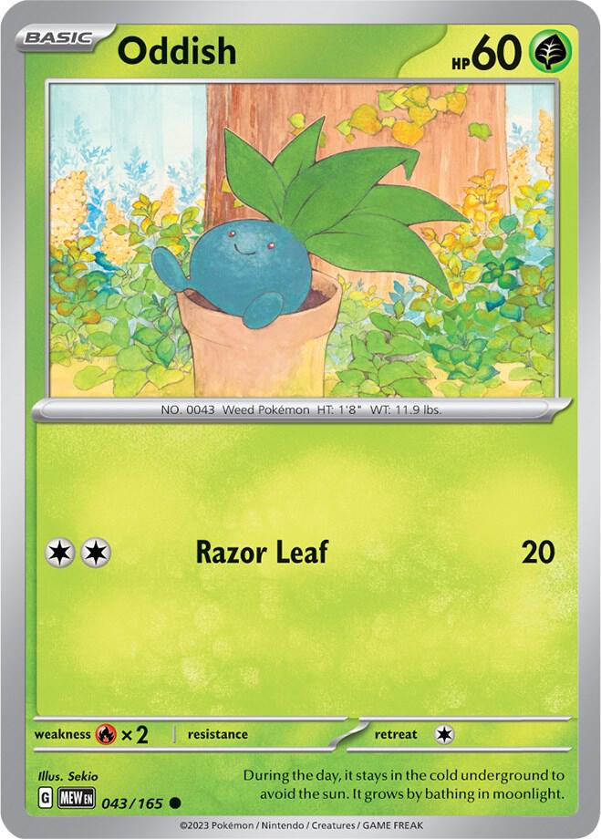Oddish 043/165, 151 Pokémon card