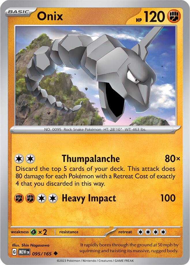 Onix 095/165 — 151 Pokémon card