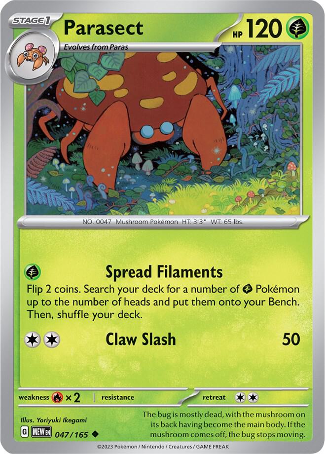 Pokemon - 151 - Parasect - 047/165 - Reverse Holofoil