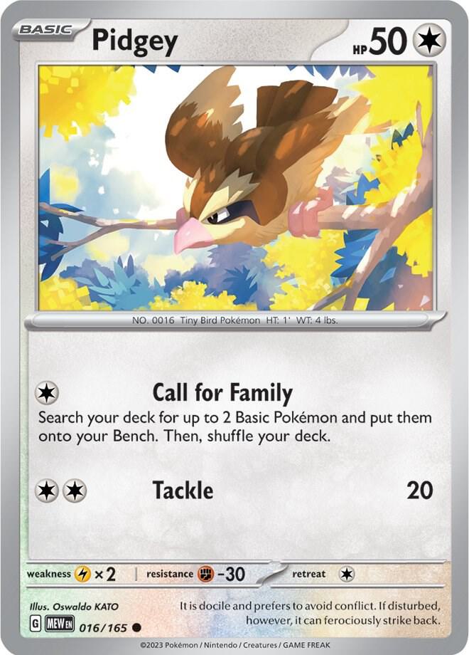Pidgey 016/165 — 151 Pokémon card