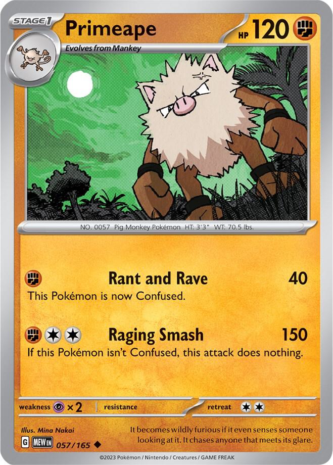 Primeape 057/165, 151 Pokémon card